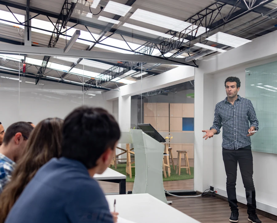 Teacher in front of class