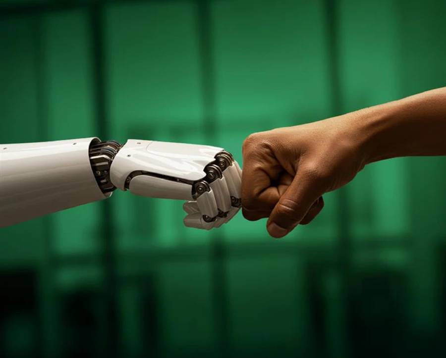 Robot and human hand