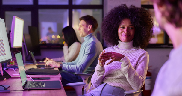 Workers in a tech office