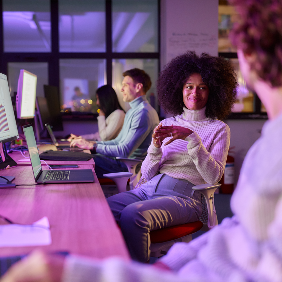 Workers in a tech office
