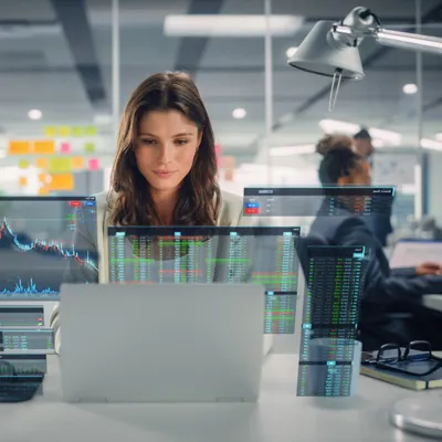 Woman using screens