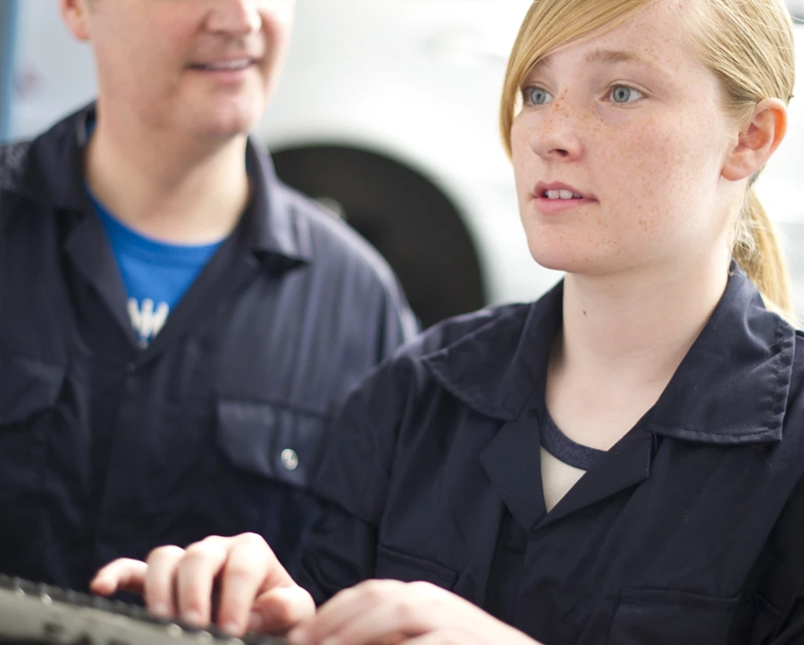 young apprentice working