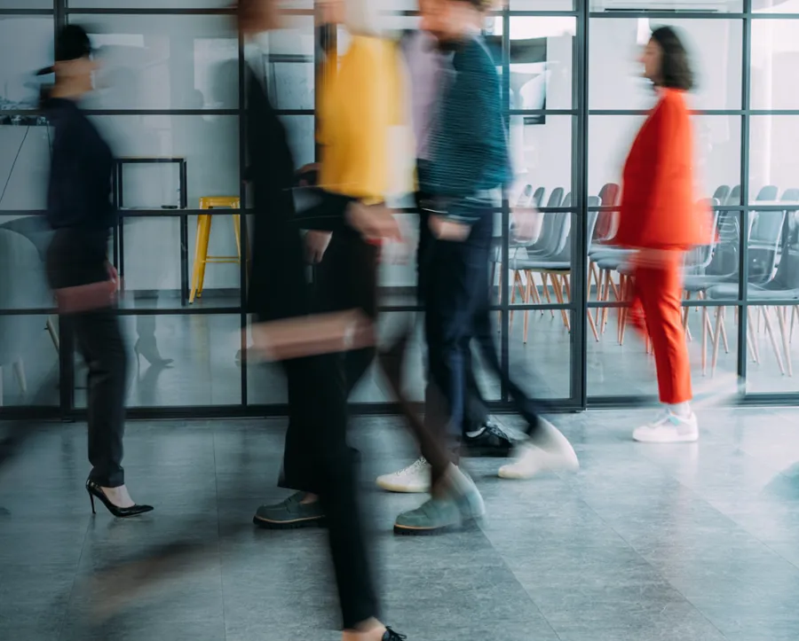 Blurred commuters