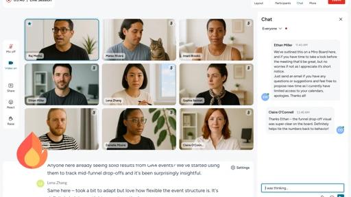 Screenshot of people in an online meeting
