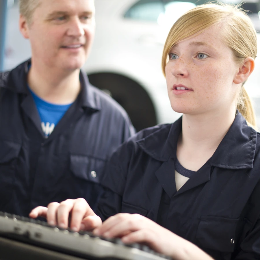 young apprentice working